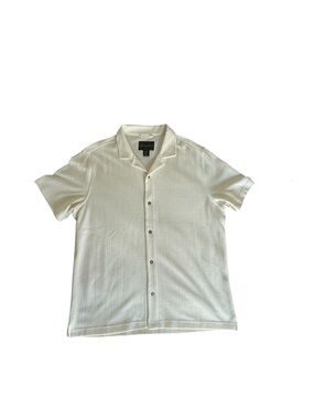 Club Monaco Cream Short-Sleeve Camp Collar Button-Up